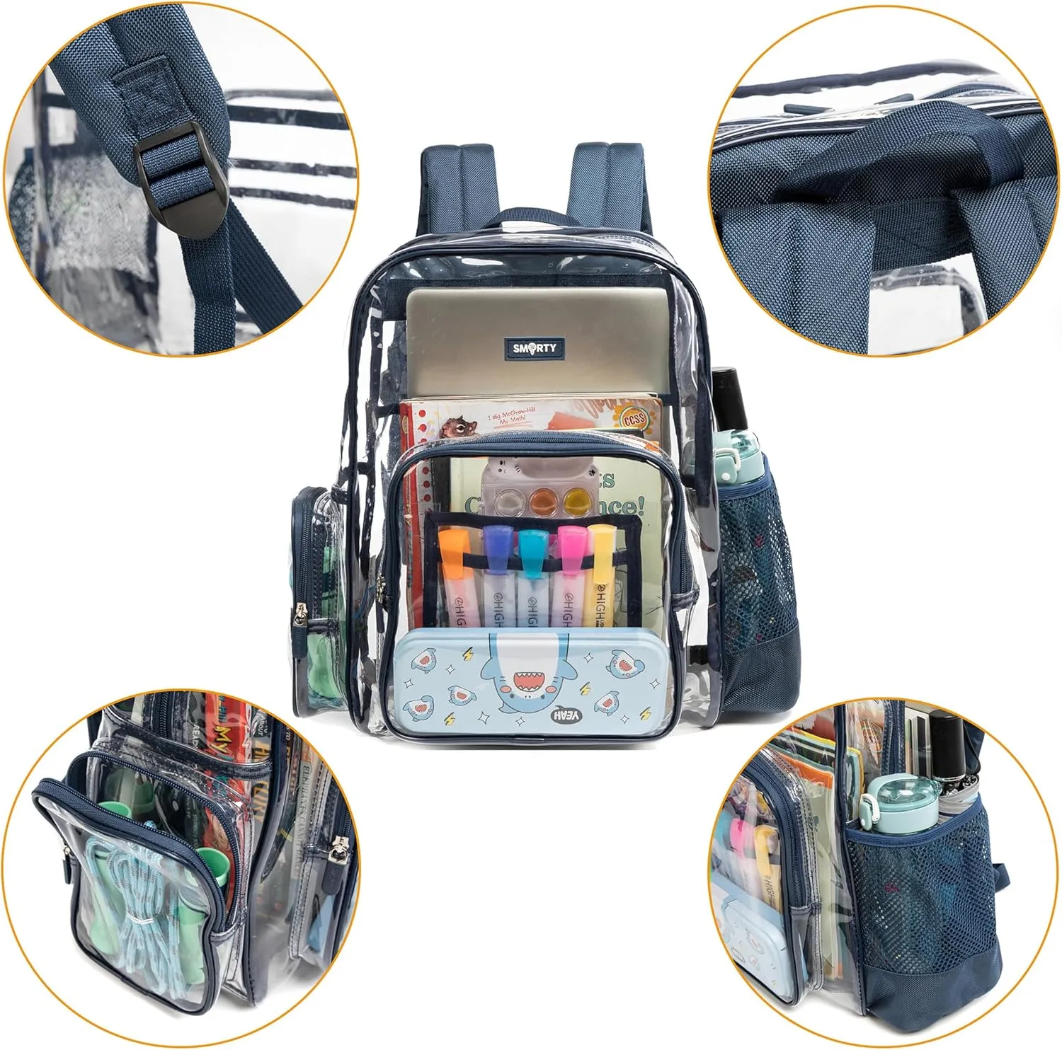 J.CARP Clear Bag Heavy Duty Backpack Durable Transparent See Through Bag