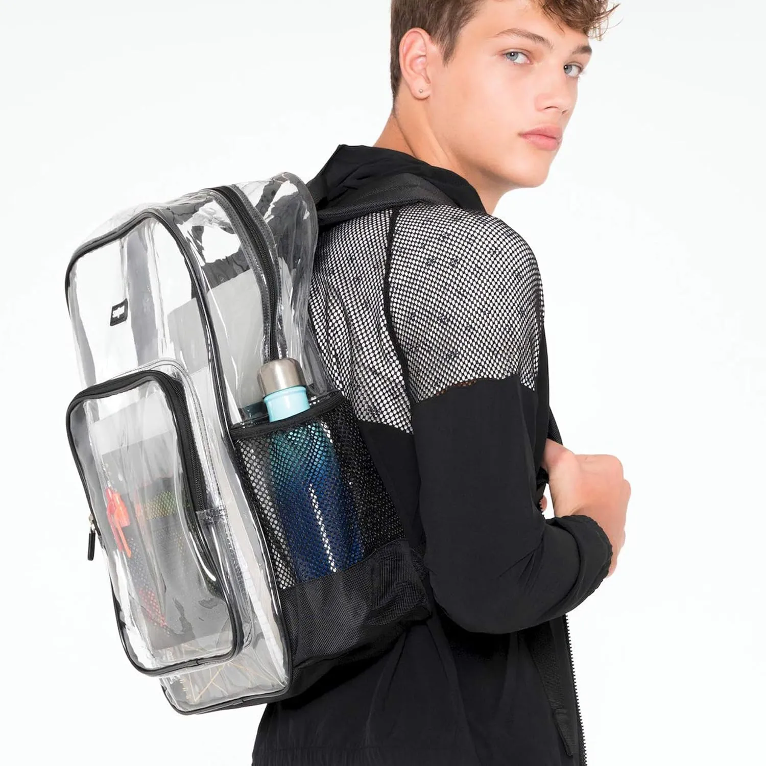 J.CARP Clear Bag Heavy Duty Backpack Durable Transparent See Through Bag
