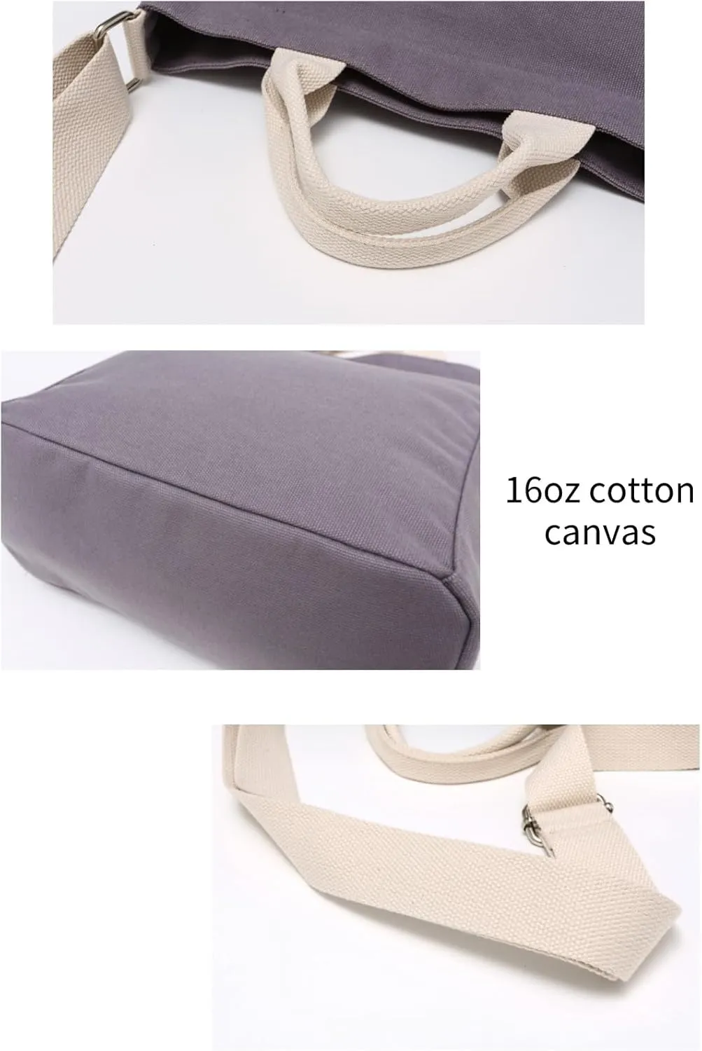 Jeelow Canvas Tote HandBag Crossbody Shoulder Bag With Zipper For Men & Women