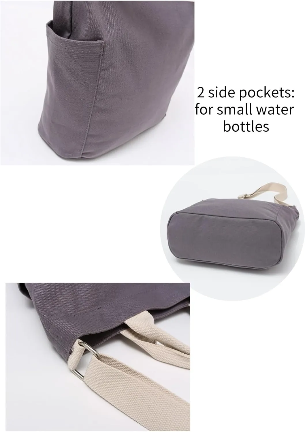 Jeelow Canvas Tote HandBag Crossbody Shoulder Bag With Zipper For Men & Women
