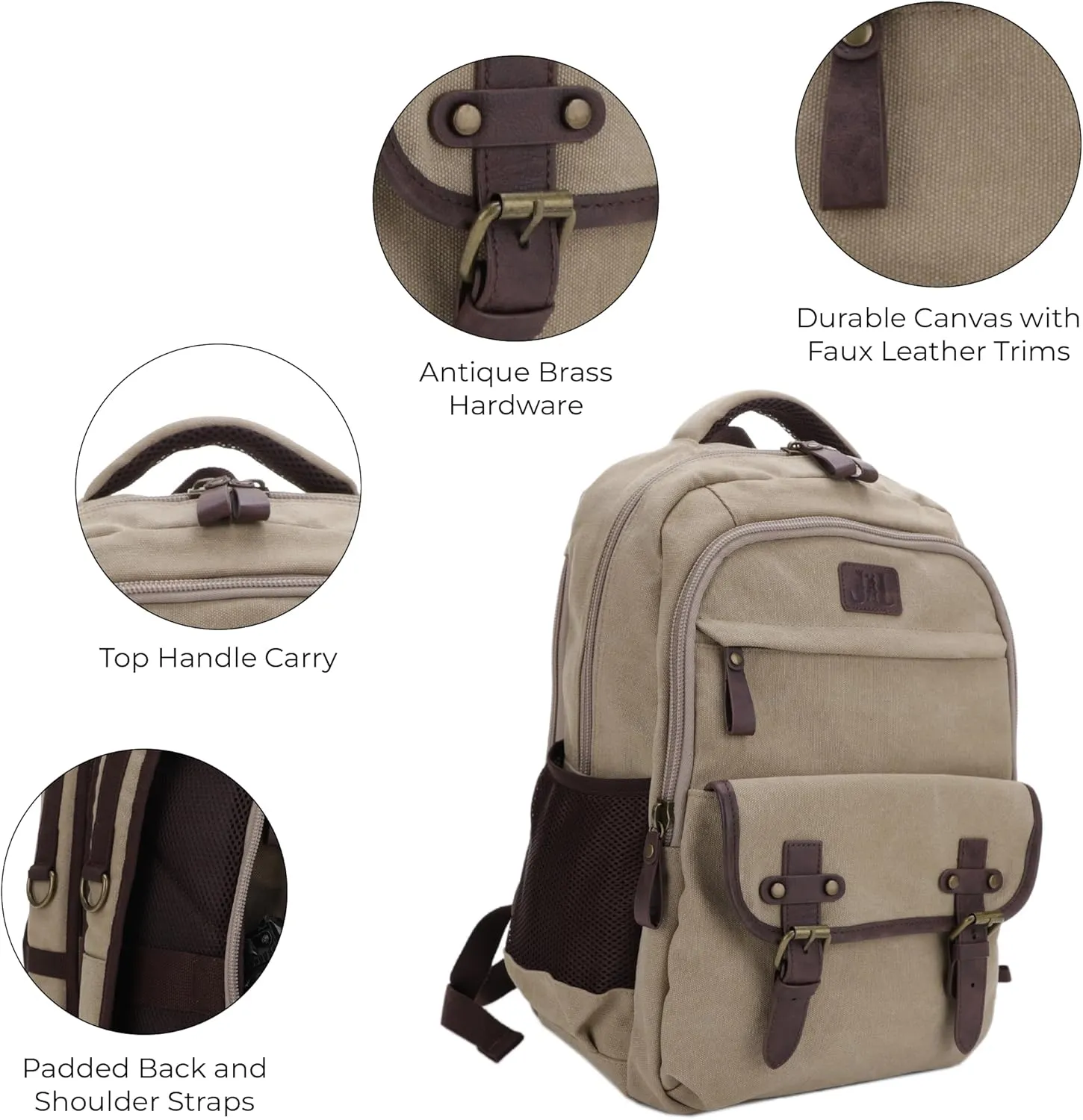JESSIE & JAMES Alpine CCW Lock and Key For Men Women Outdoors Backpack - Khaki