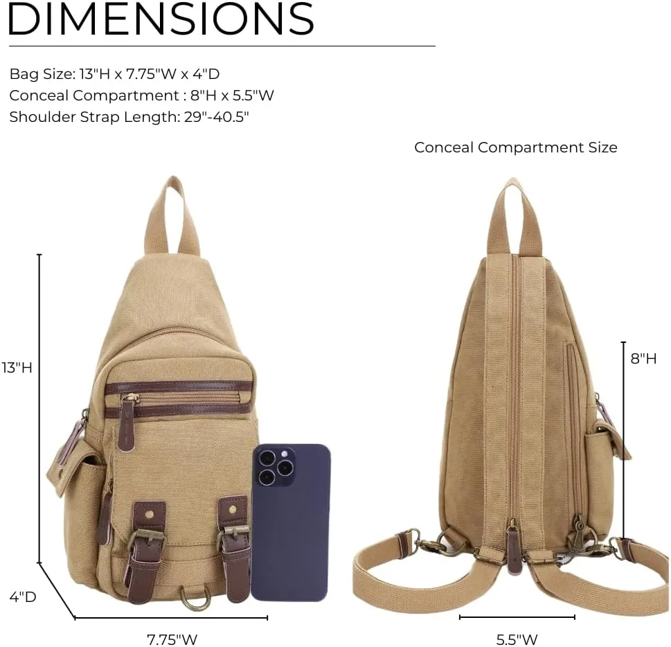 JESSIE & JAMES Shasta Canvas Concealed Carry Sling Bag for Men Women, Convertible Backpack Purse