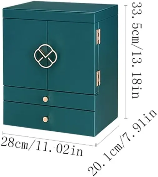 Jewellery Holder Jewelry Box Watch Necklace Ring Earrings Multi-Layer Jewelry Storage Box Jewelry Display Box (Color : Brass, Size : 28x20x34CM)
