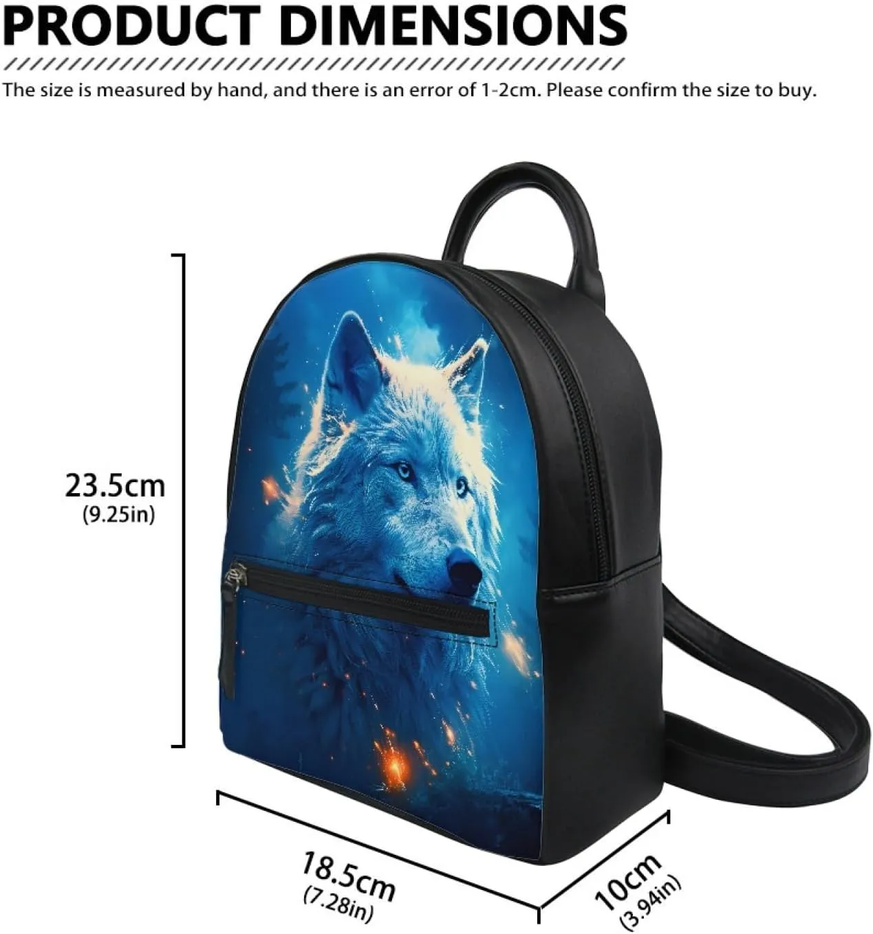 JooMeryer Wolf Fox Printed Mini Backpack Purse for Mens Boys Kids Teens Small Shoulder Bags Daypack School Bag Handbag,Blue Wolf