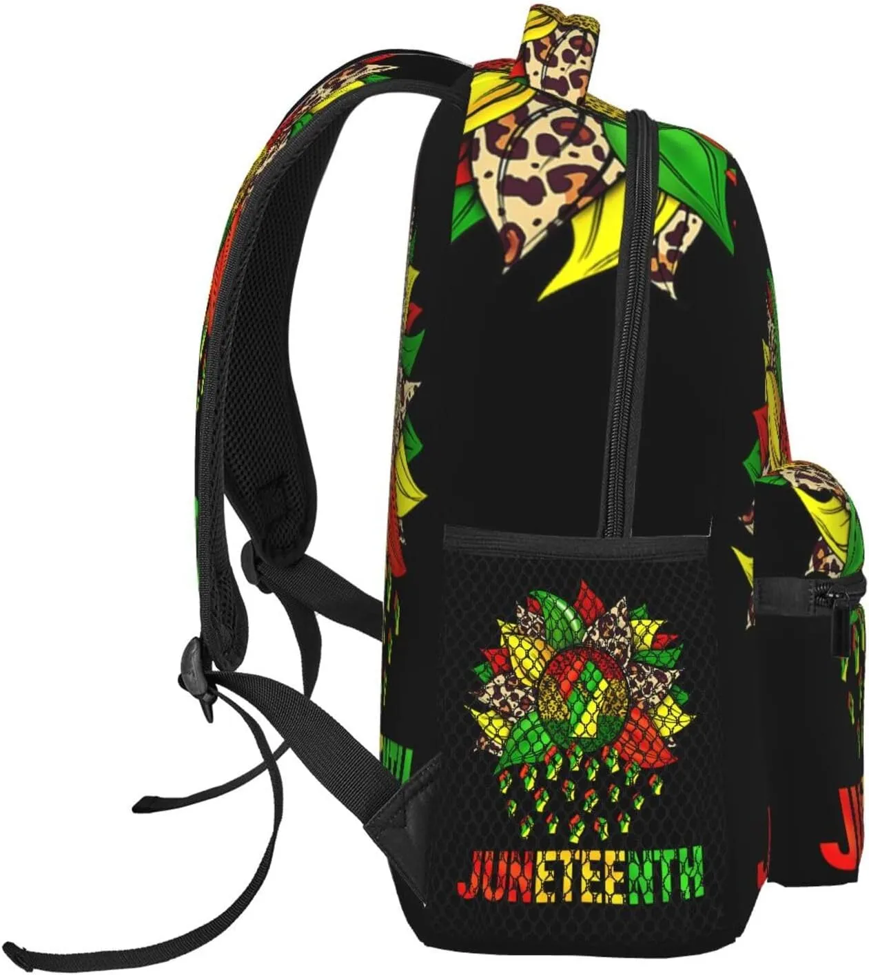 Juneteenth Black History Month Sunflower Fist Backpack Lightweight Laptop Backpack Casual Daypack Travel Double Shoulder Bag For Women Men