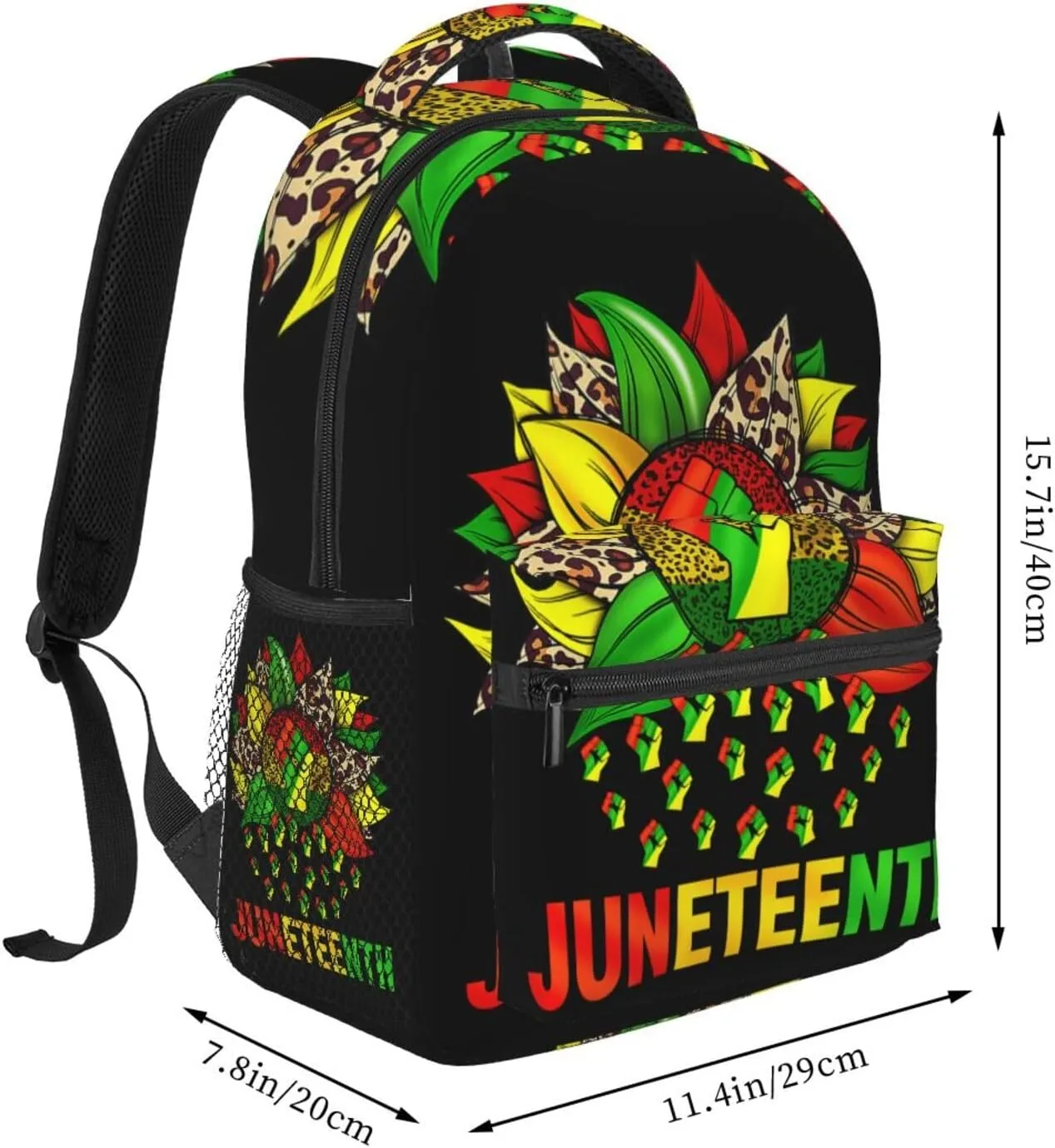 Juneteenth Black History Month Sunflower Fist Backpack Lightweight Laptop Backpack Casual Daypack Travel Double Shoulder Bag For Women Men