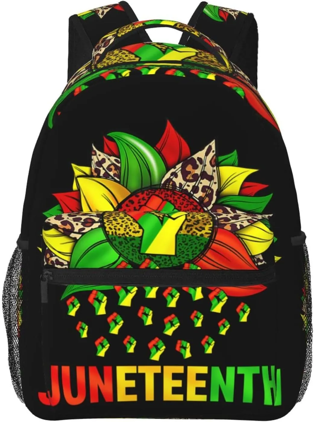 Juneteenth Black History Month Sunflower Fist Backpack Lightweight Laptop Backpack Casual Daypack Travel Double Shoulder Bag For Women Men