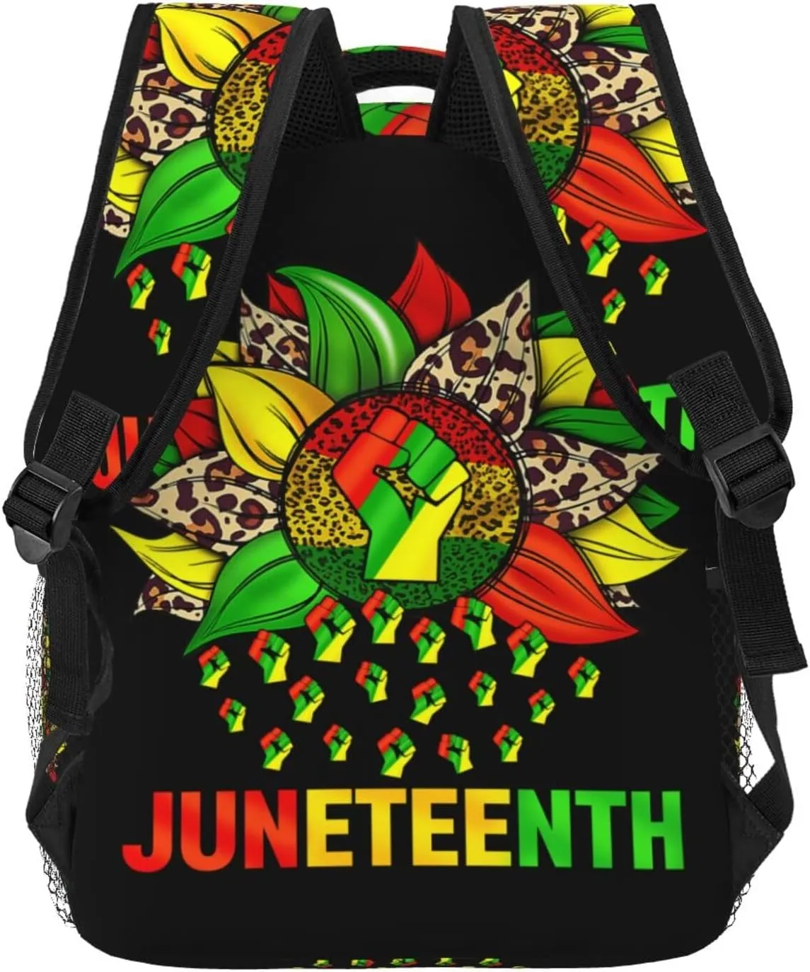 Juneteenth Black History Month Sunflower Fist Backpack Lightweight Laptop Backpack Casual Daypack Travel Double Shoulder Bag For Women Men