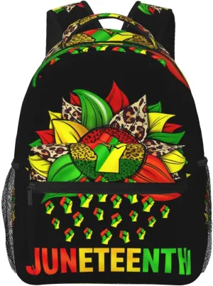 Juneteenth Black History Month Sunflower Fist Backpack Lightweight Laptop Backpack Casual Daypack Travel Double Shoulder Bag For Women Men