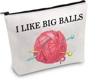 JXGZSO Crochet Supplies Knitting Project Bag - I Like Big Balls Make Up Bag Funny Knitting Gift
