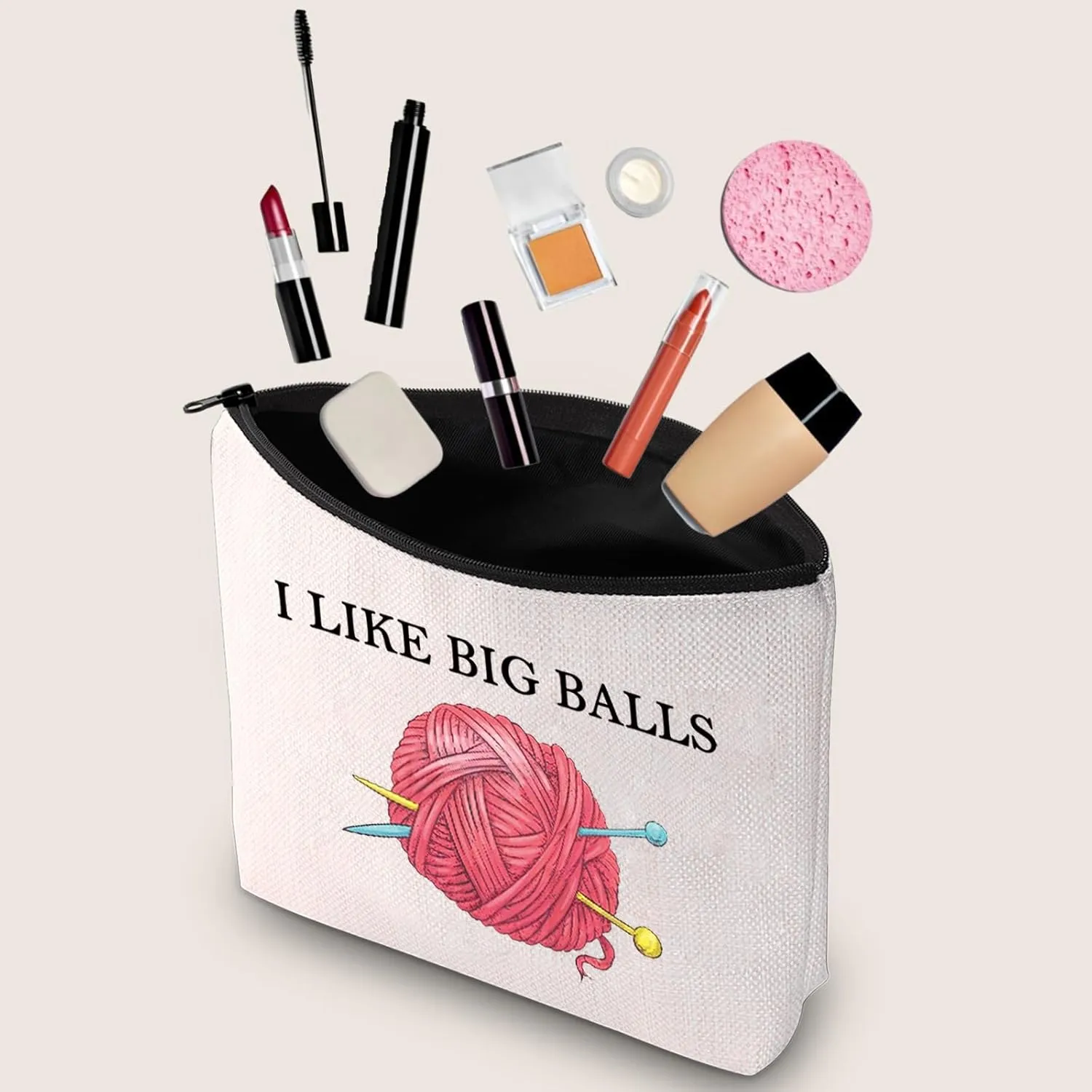 JXGZSO Crochet Supplies Knitting Project Bag - I Like Big Balls Make Up Bag Funny Knitting Gift