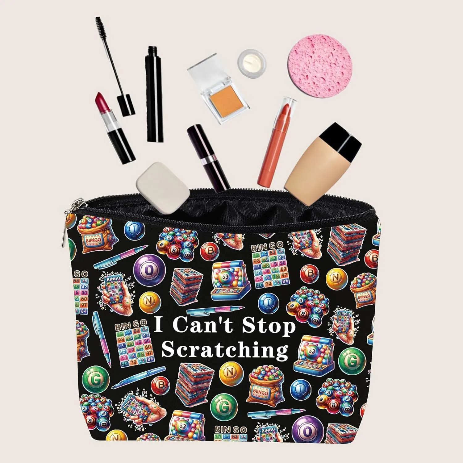 JXGZSO Funny Lottery Scratching Gift I Can't Stop Scratching Makeup Bag Casino Scratch Off Bag Scratch Ticket Gift For Casino Lover Lottery player (Lotto ticket Bag Black)