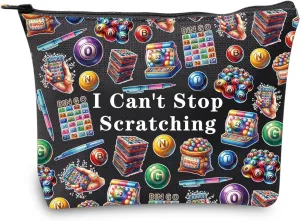 JXGZSO Funny Lottery Scratching Gift I Can't Stop Scratching Makeup Bag Casino Scratch Off Bag Scratch Ticket Gift For Casino Lover Lottery player (Lotto ticket Bag Black)