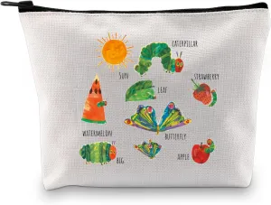 JXGZSO Funny Makeup Bag Rainbow Caterpillar Cosmetic Bag Caterpillar Inspired Gift Bookworm Gift