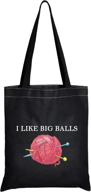 JXGZSO I Like Big Balls Knitting Project Bag, Multi-Purpose Bag, Cosmetic Bag, Black
