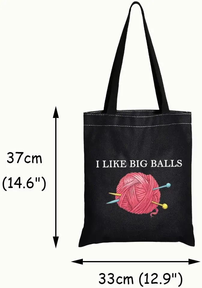 JXGZSO I Like Big Balls Knitting Project Bag, Multi-Purpose Bag, Cosmetic Bag, Black
