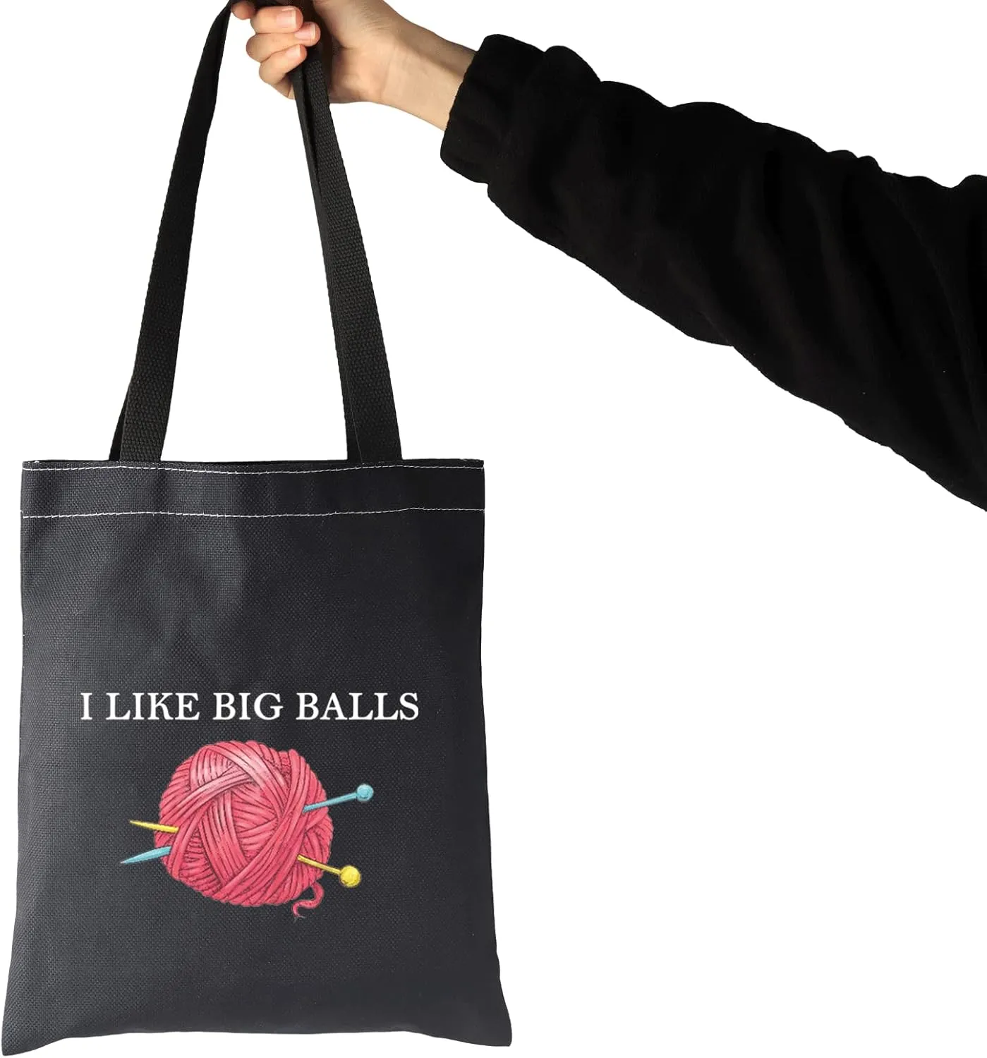 JXGZSO I Like Big Balls Knitting Project Bag, Multi-Purpose Bag, Cosmetic Bag, Black