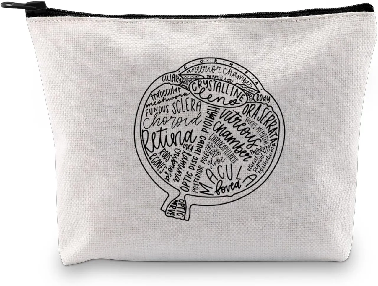 JXGZSO Optometrist & Ophthalmologist Cosmetic Bag - Eye Print Makeup Bag with Optometry Technician Gift Option