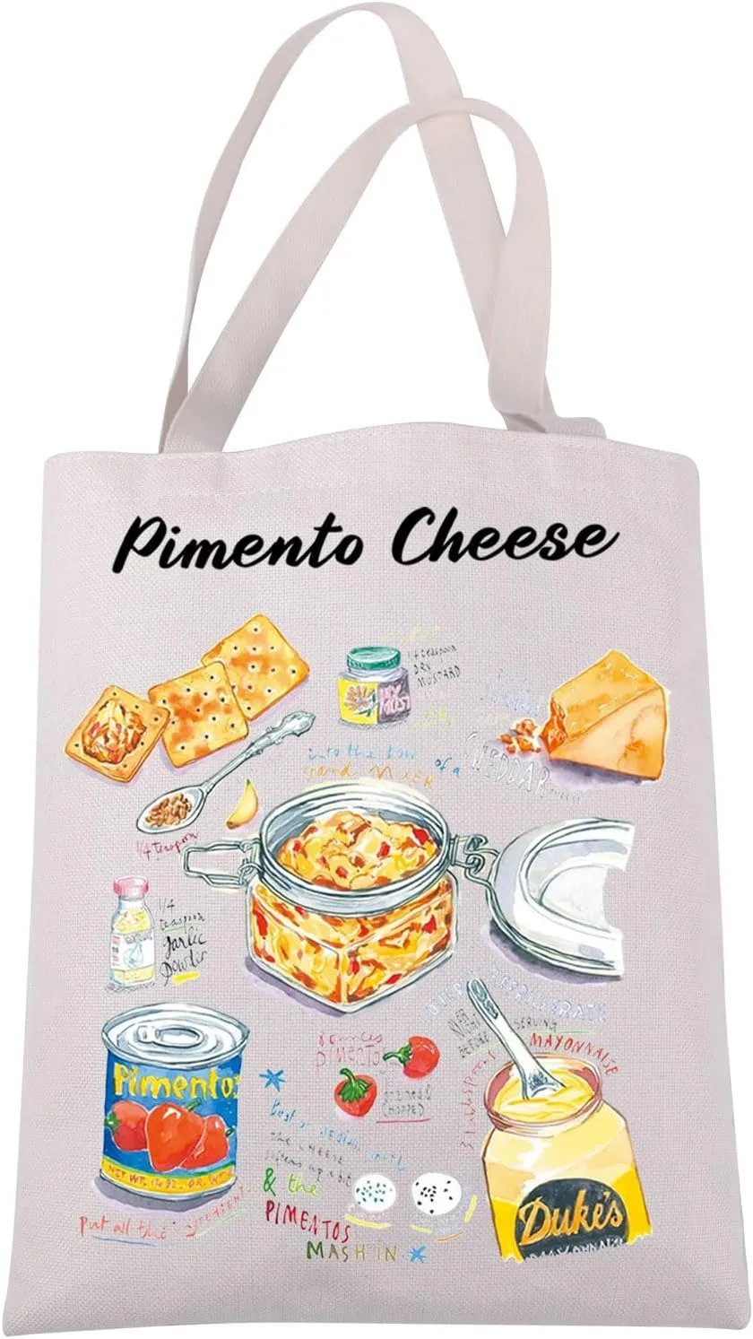 JXGZSO Pimento Cheese Recipe Tote Bag Southern Cuisine Lover Gift Spicy Food Lover Gift Snack Shoulder Bag Foodie Themed Gift