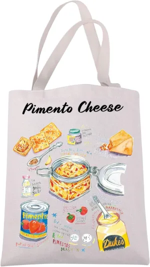 JXGZSO Pimento Cheese Recipe Tote Bag Southern Cuisine Lover Gift Spicy Food Lover Gift Snack Shoulder Bag Foodie Themed Gift