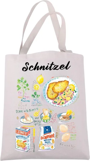 JXGZSO Schnitzel Recipe Tote Bag German Food Lover Gift Austrian Schnitzel Food Shoulder Bag Foodie Gift Schnitzel Merch