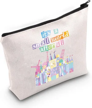 JXGZSO Theme Park Makeup Bag It's A Small World After All Magic Kingdom Cosmetic Bag Travel Collectible Gift Fairyland Pouch