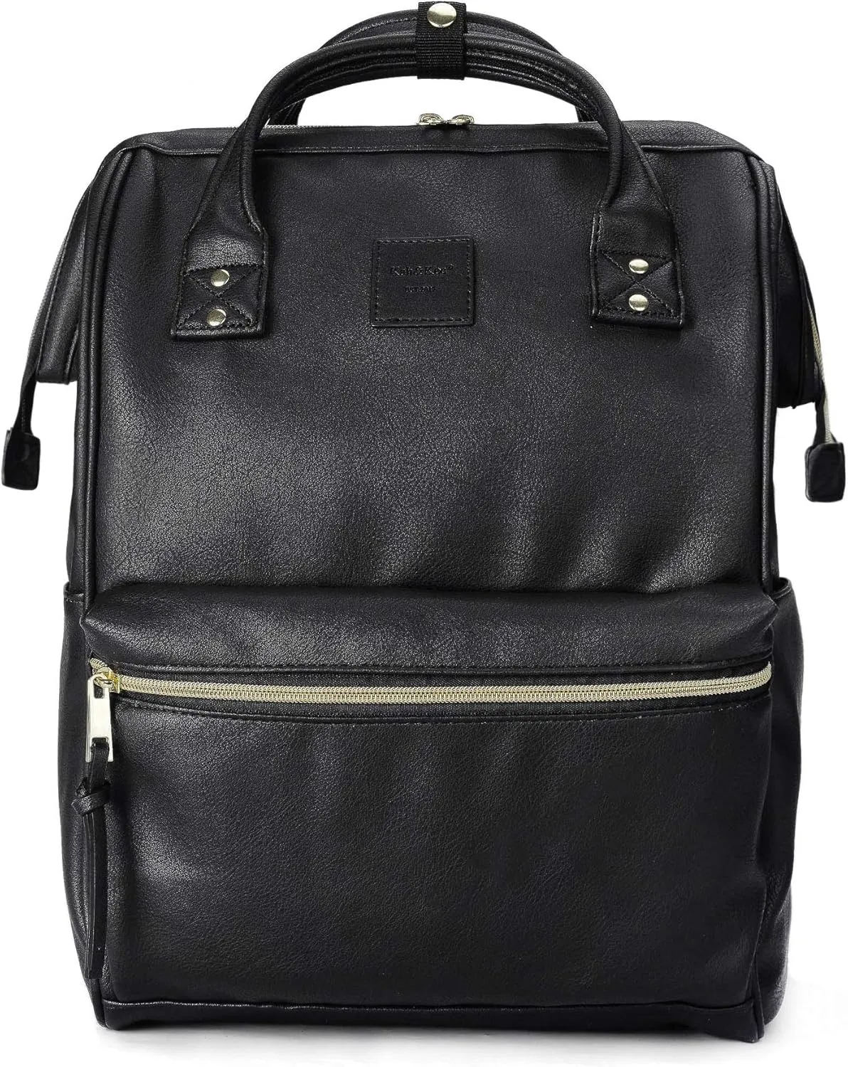 Kah&Kee Leather Backpack for Women and Men 15-inch Laptop Bag | Teacher Professional, Diaper Bag Backpack, Ideal for Work, School, Nurse, College & Travel (Black, Medium)