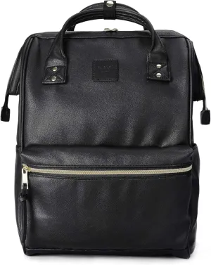 Kah&Kee Leather Backpack for Women and Men 15-inch Laptop Bag | Teacher Professional, Diaper Bag Backpack, Ideal for Work, School, Nurse, College & Travel (Black, Medium)