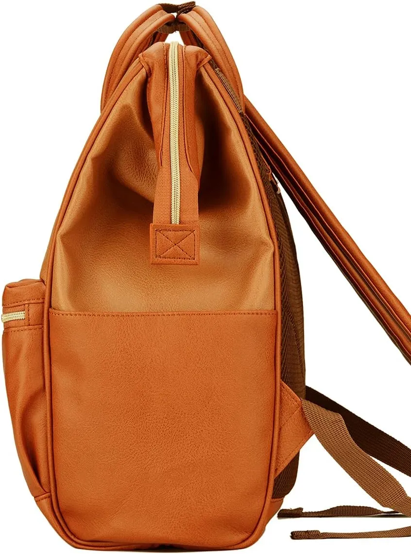Kah&Kee Leather Backpack for Women and Men 15-inch Laptop Bag | Teacher Professional, Diaper Bag Backpack, Ideal for Work, School, Nurse, College & Travel (Buff/Camel, Medium)
