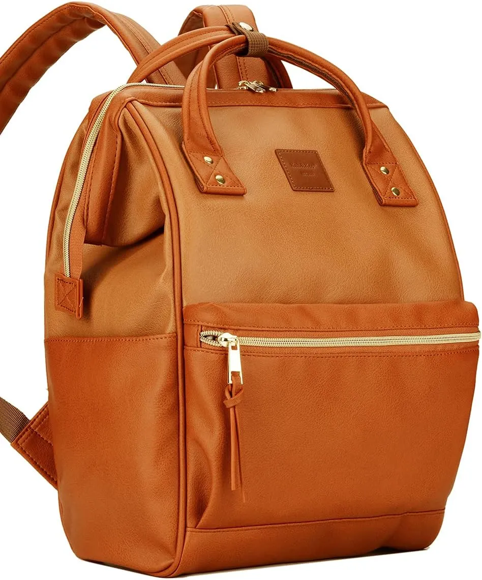 Kah&Kee Leather Backpack for Women and Men 15-inch Laptop Bag | Teacher Professional, Diaper Bag Backpack, Ideal for Work, School, Nurse, College & Travel (Buff/Camel, Medium)