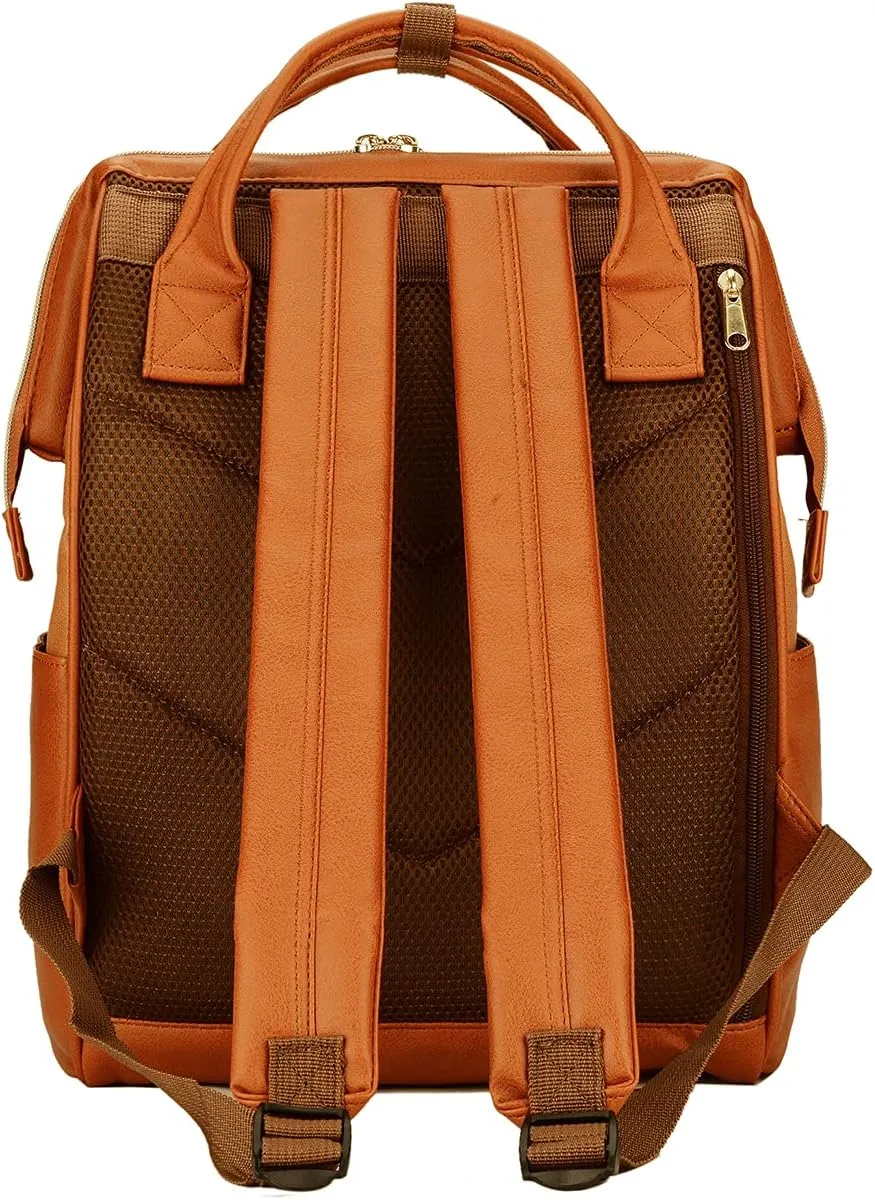 Kah&Kee Leather Backpack for Women and Men 15-inch Laptop Bag | Teacher Professional, Diaper Bag Backpack, Ideal for Work, School, Nurse, College & Travel (Buff/Camel, Medium)