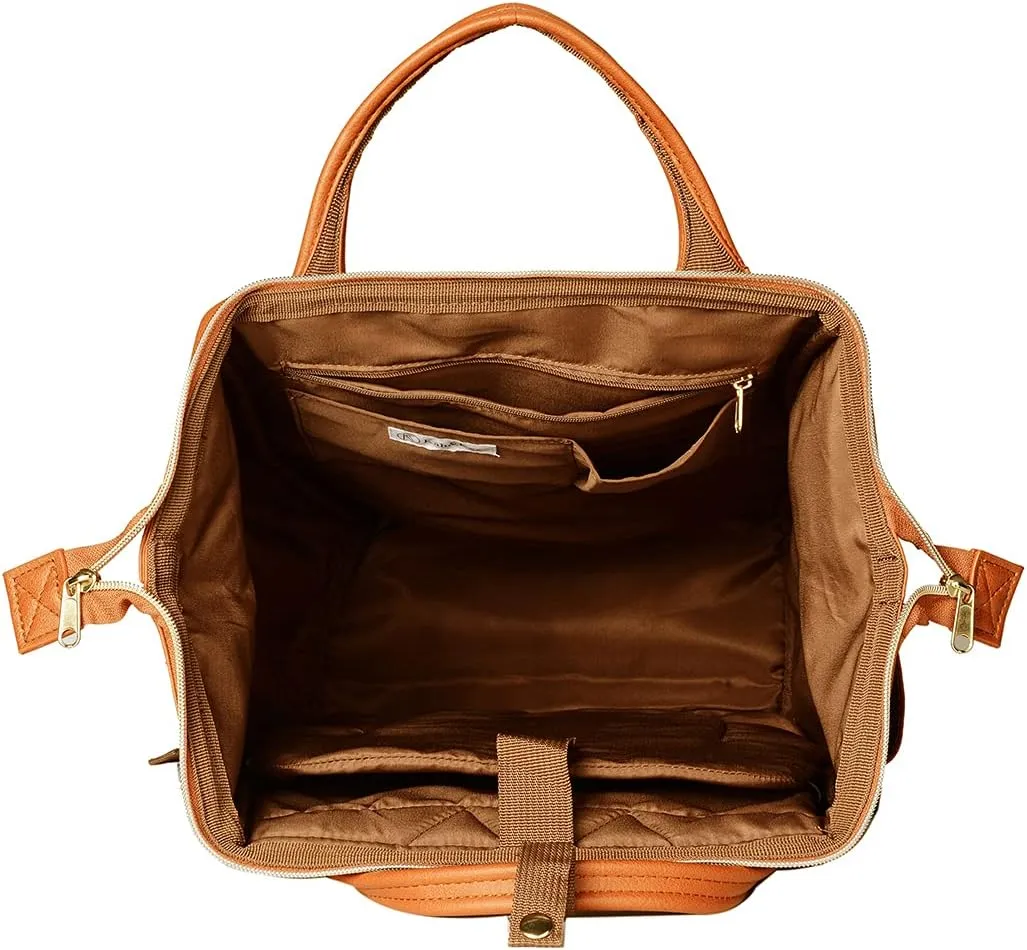 Kah&Kee Leather Backpack for Women and Men 15-inch Laptop Bag | Teacher Professional, Diaper Bag Backpack, Ideal for Work, School, Nurse, College & Travel (Buff/Camel, Medium)