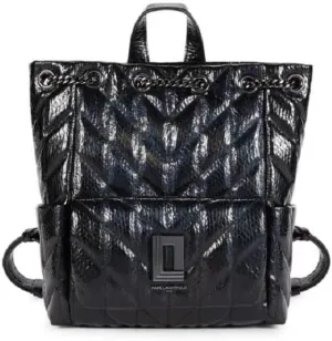 KARL LAGERFELD Paris Lafyette Quilted Leather Backpack (Black Gunmetal)
