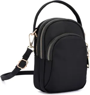 KARRESLY Small Crossbody Bag for Women Messenger Handbag Cell Phone Purses 3 Zipper Pockets Nylon Waterproof Shoulder Bag