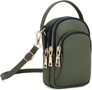 KARRESLY Small Crossbody Bag for Women Messenger Handbag Cell Phone Purses 3 Zipper Pockets Nylon Waterproof Shoulder Bag