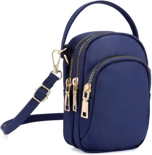 KARRESLY Small Crossbody Bag for Women Messenger Handbag Cell Phone Purses 3 Zipper Pockets Nylon Waterproof Shoulder Bag
