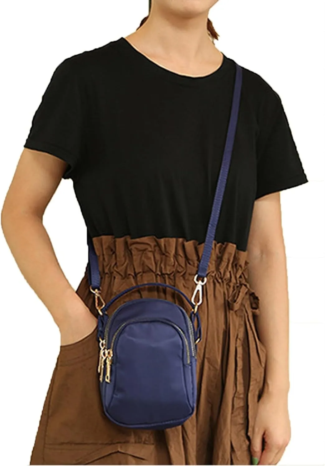 KARRESLY Small Crossbody Bag for Women Messenger Handbag Cell Phone Purses 3 Zipper Pockets Nylon Waterproof Shoulder Bag