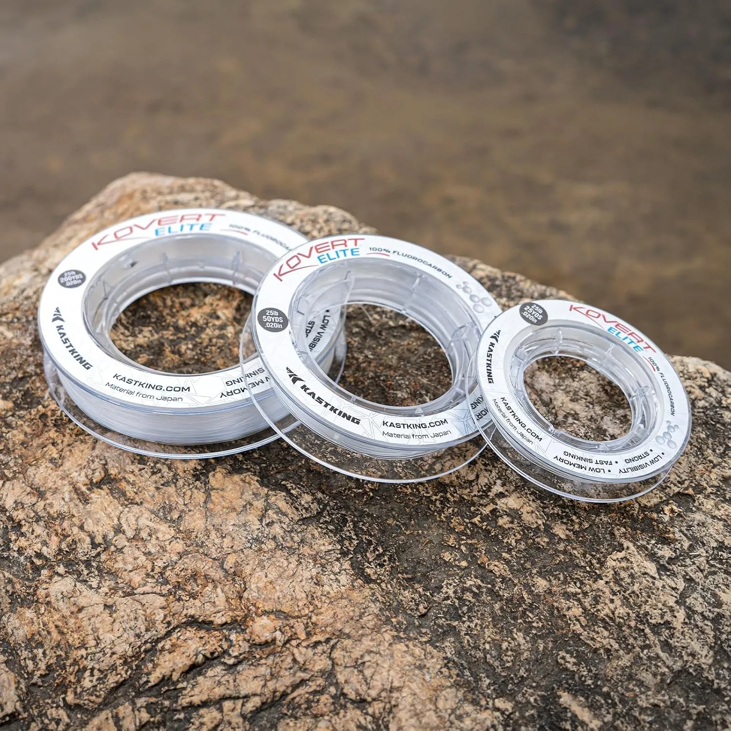 KastKing Kovert Elite 100% Fluorocarbon Fishing Line, Shock Resistant, High Clarity, Low Visibility, Highly Abrasion Resistant, Fast Sinking, Low Stretch, Low Light Refraction