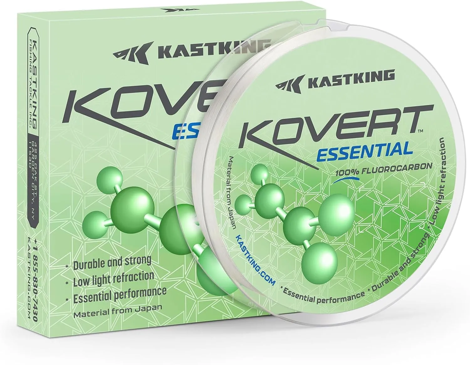 KastKing Kovert Essential 100% Fluorocarbon Fishing line, Leader Material, High Clarity, Sensitive, Low Visibility and Stretch, Highly Abrasion Resistant, Fast Sinking, 25,50,200-yard spools