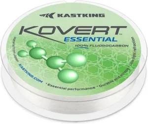KastKing Kovert Essential 100% Fluorocarbon Fishing line, Leader Material, High Clarity, Sensitive, Low Visibility and Stretch, Highly Abrasion Resistant, Fast Sinking, 25,50,200-yard spools
