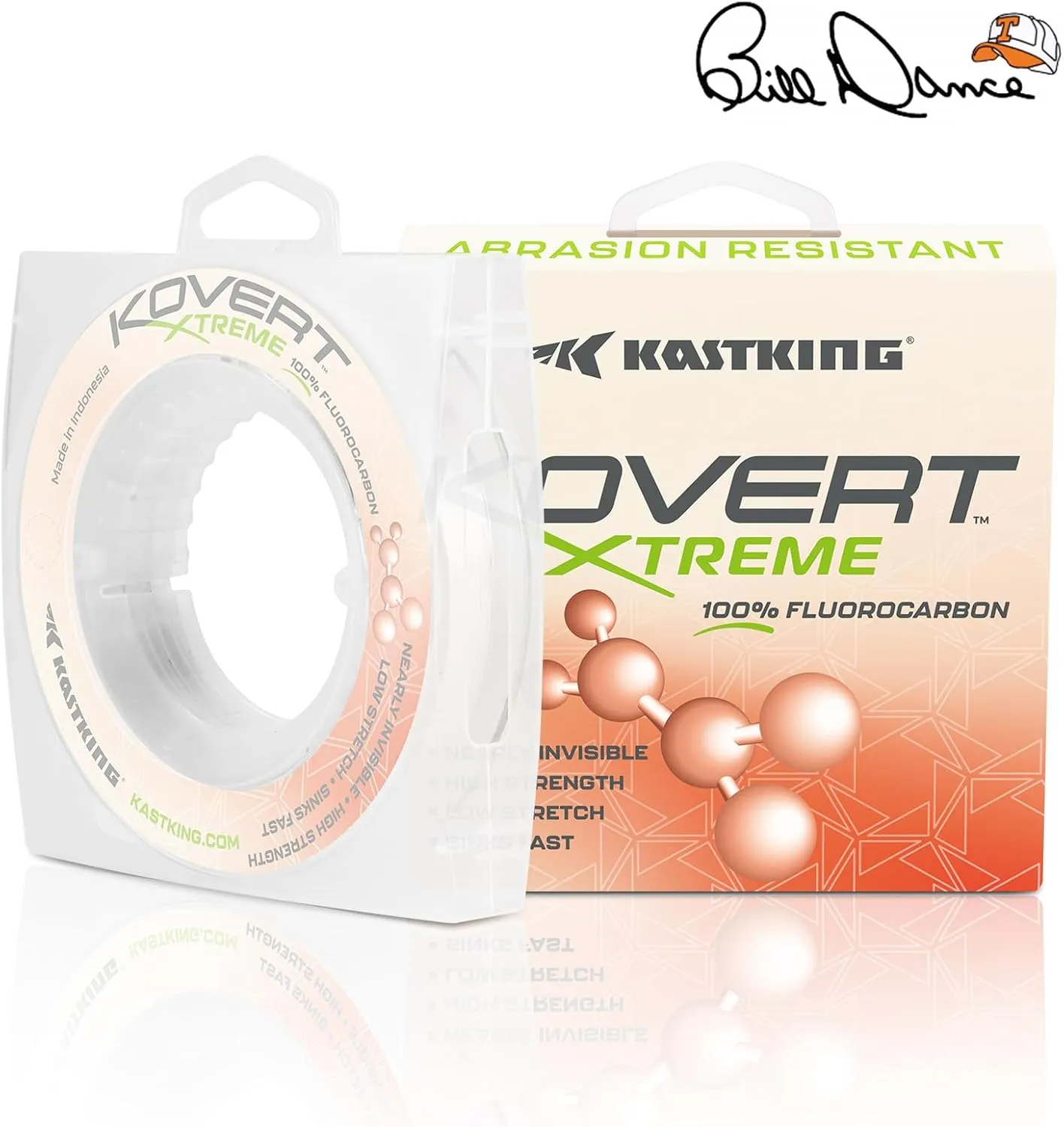 KastKing Kovert Xtreme 100% Fluorocarbon Fishing line, Fishing Leader, Extreme Clarity, Fast Sinking, Shock Resistant, Ultra-Low Visibility, High Abrasion Resistance, 25, 50, 200 YD Spools Available