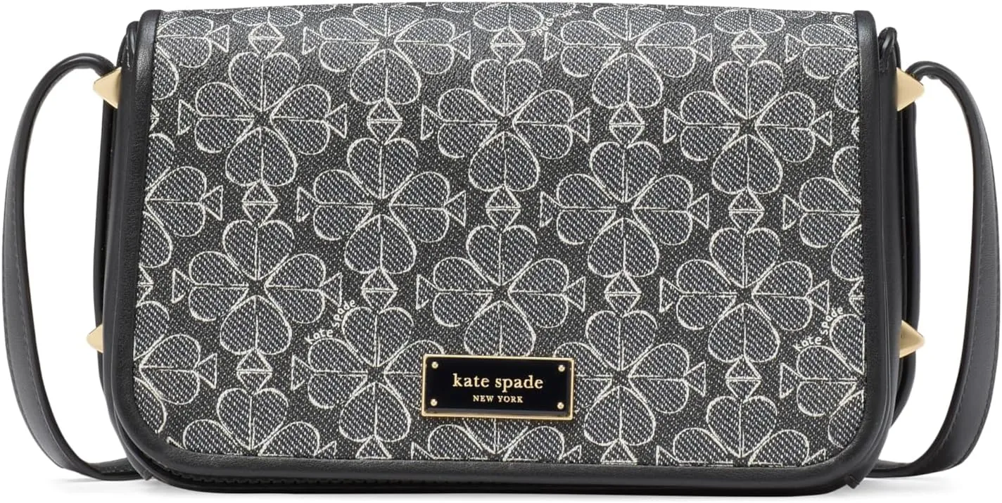kate spade new york Spade Flower Coated Canvas Small Flap Crossbody, Black Multi