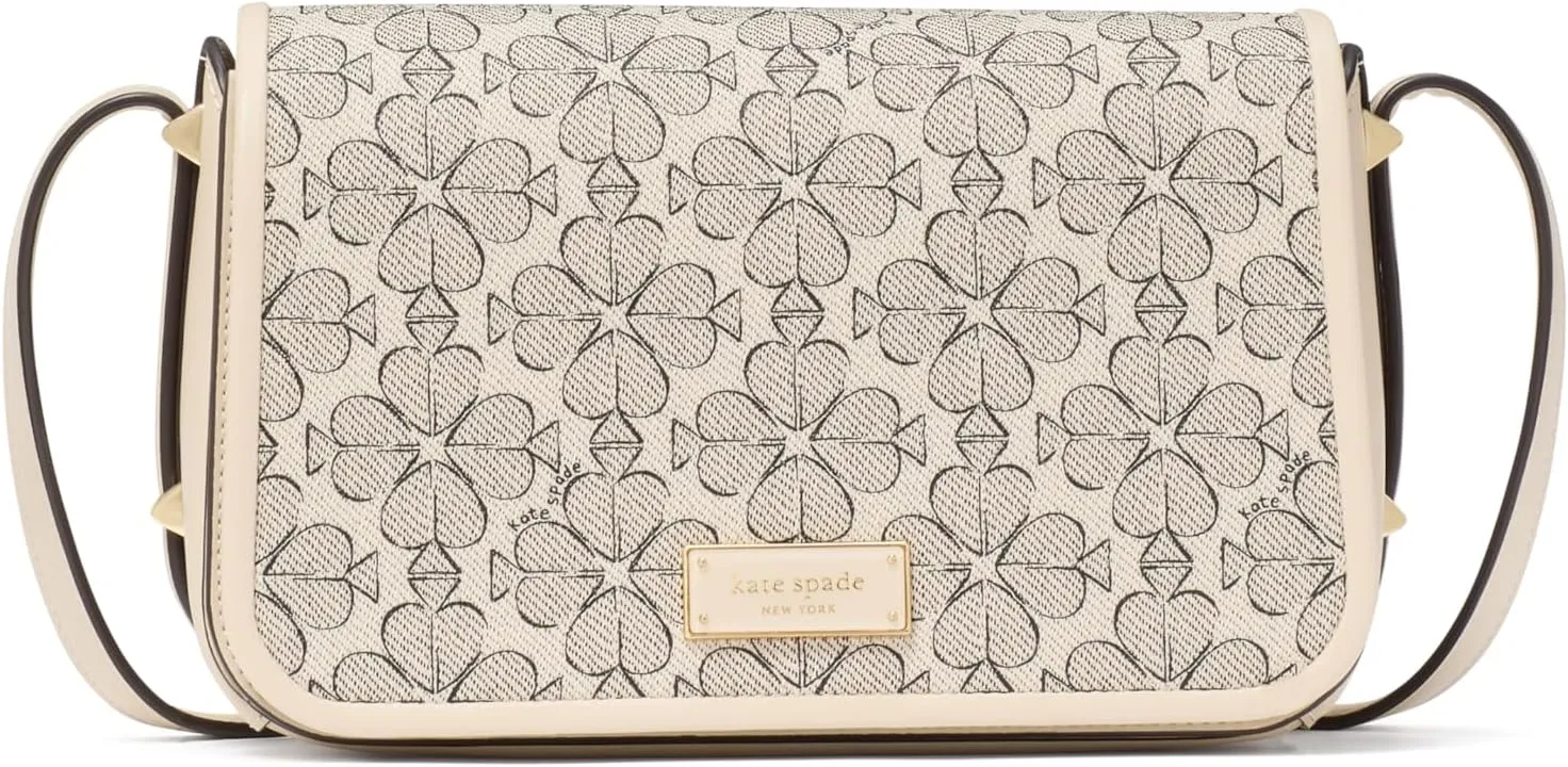 kate spade new york Spade Flower Coated Canvas Small Flap Crossbody, Neutral Multi