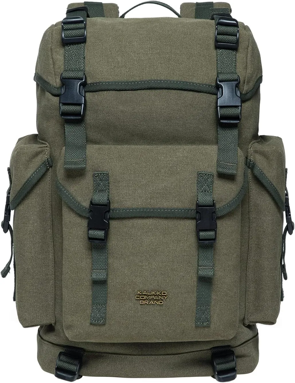 KAUKKO Vintage Casual polyster and Leather Rucksack Backpack(18-CANVAS ARMYGREEN)