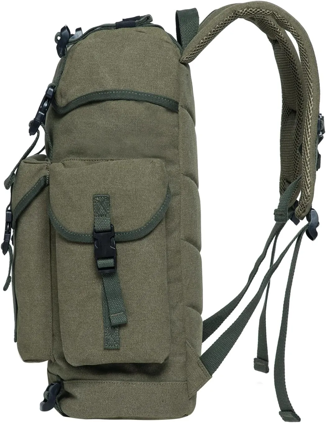 KAUKKO Vintage Casual polyster and Leather Rucksack Backpack(18-CANVAS ARMYGREEN)
