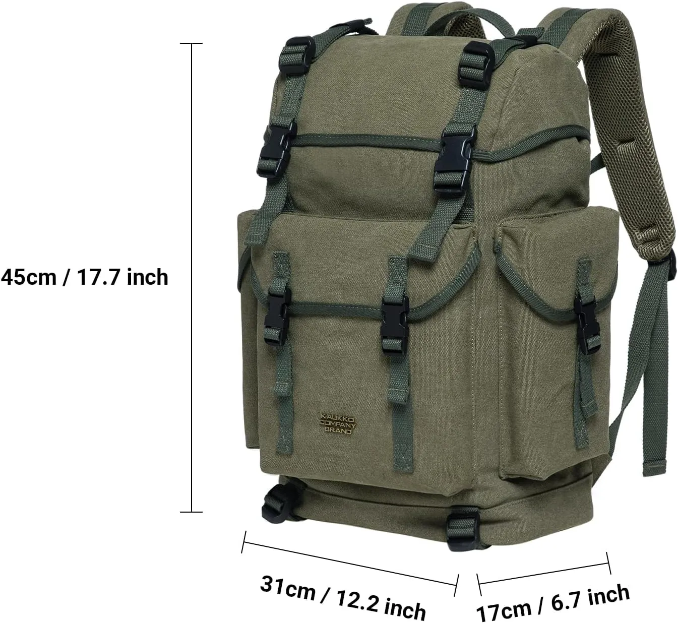 KAUKKO Vintage Casual polyster and Leather Rucksack Backpack(18-CANVAS ARMYGREEN)