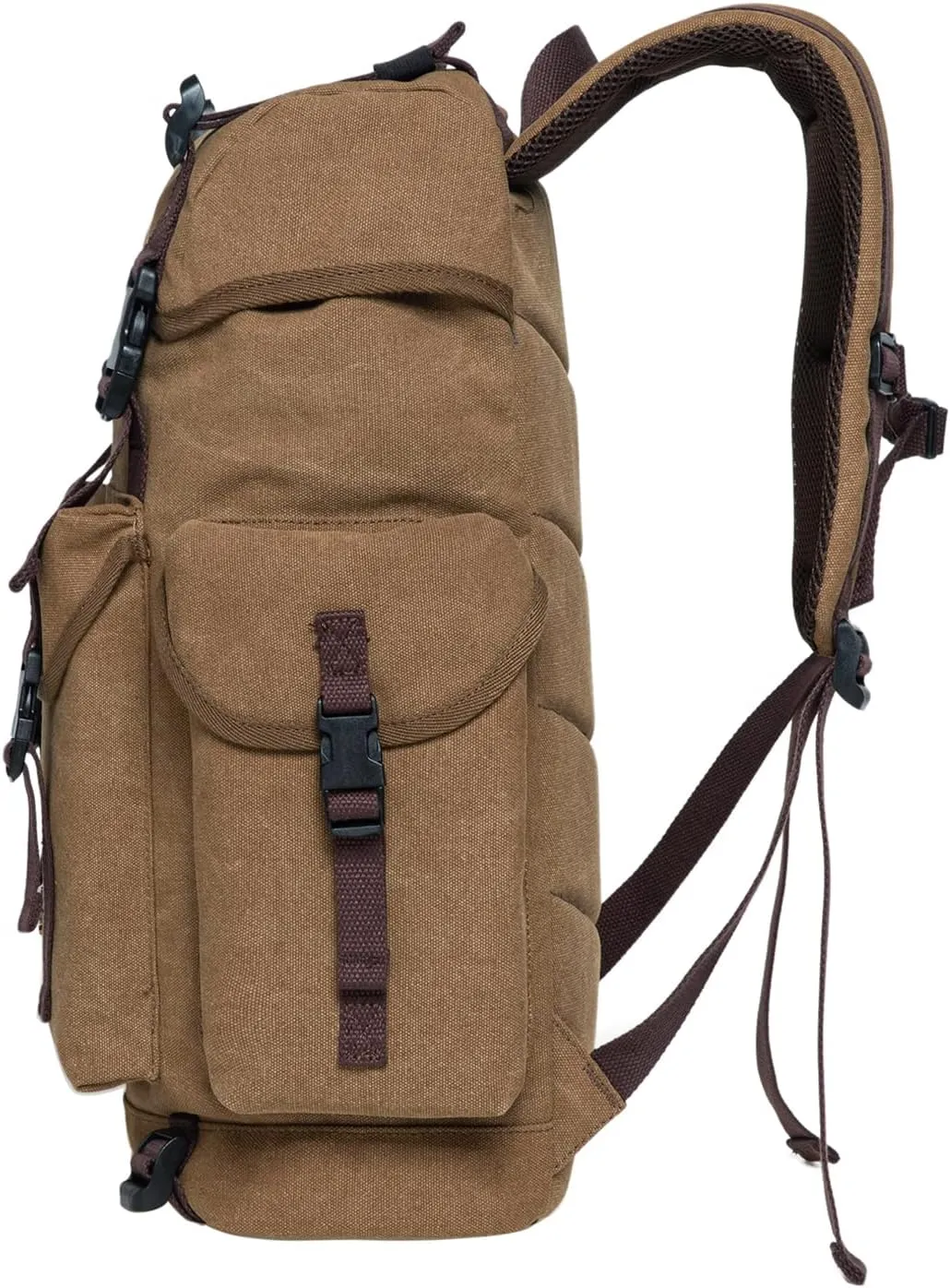 KAUKKO Vintage Casual polyster and Leather Rucksack Backpack(18-CANVAS KHAKI)