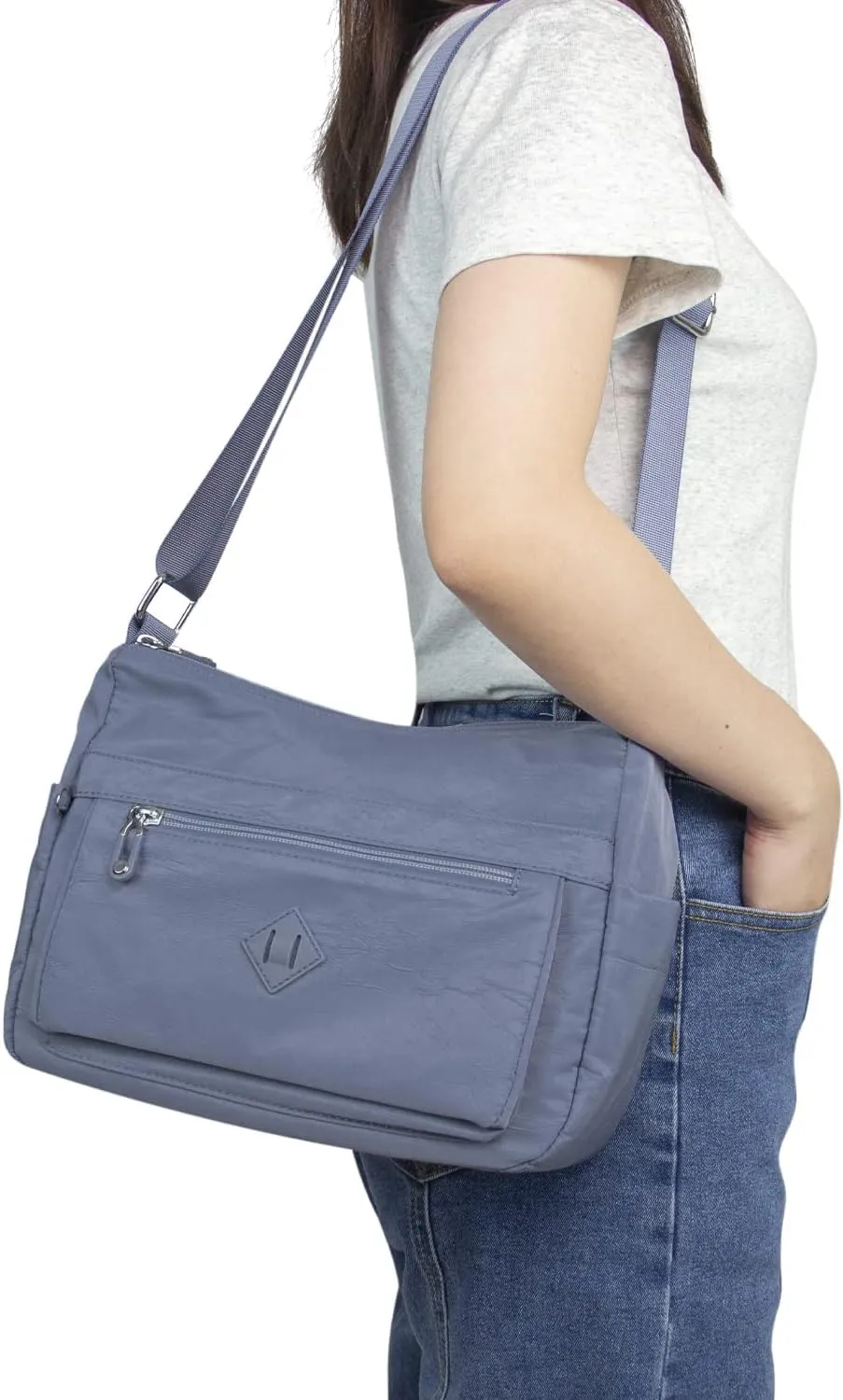 KAUKKO Women Crossbody Bag Handbag Lightweight Shoulder Purse Nylon Multi Pocket Crossbody Bag Ladies Travel Handbag