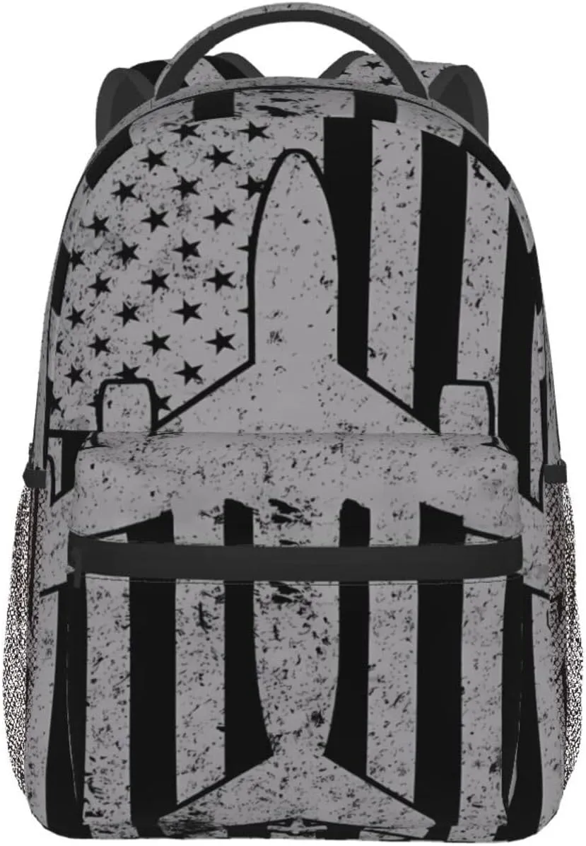 KC-135 Stratotanker Military Tanker Aircraft Vintage Flag Backpack Casual Laptop Backpack Double Shoulder Bag Lightweight Backpack For Women Men Travel