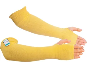 Kezzled- Protective Arm Sleeves with Thumbhole, Cut/Scratch/Heat Resistant Arm sleeves with UV Protectors Abrasion Safety for Garden Kitchen Work – Yellow-18Inches Made with Kevlar by DuPont